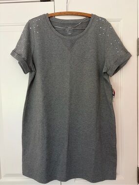 Women's Gray Studded Short Sleeve Dress NWT size XL